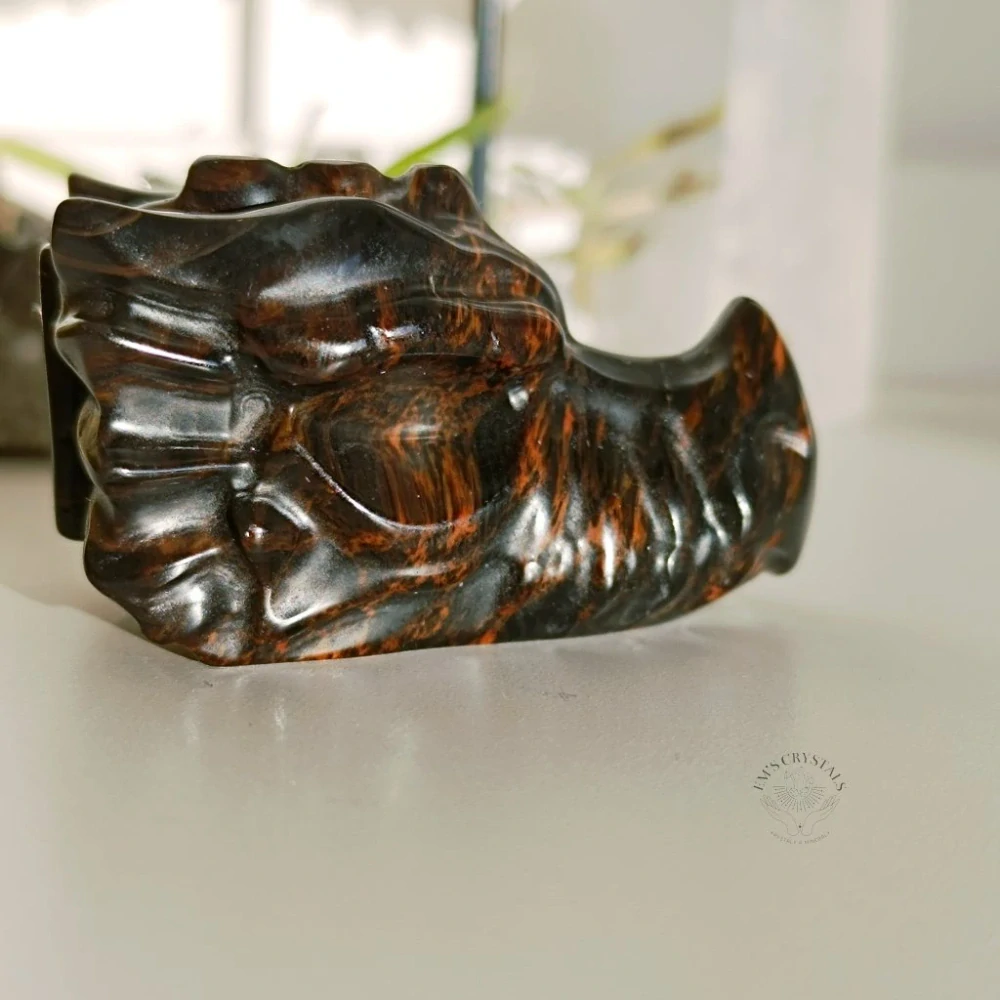 OBSIDIÁN MAHAGONOVÝ dračí hlava - 6cm