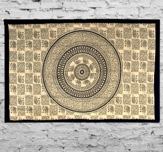 Bavlněné plátno, přehoz na postel - SLON-MANDALA