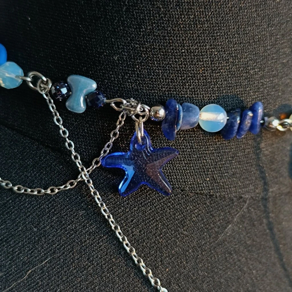 NÁHRDELNÍK "Whispers of Blue" Chirurgická ocel - Sodalit, Opalit