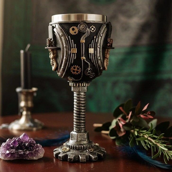 Dekorativní číše Steampunk lebka