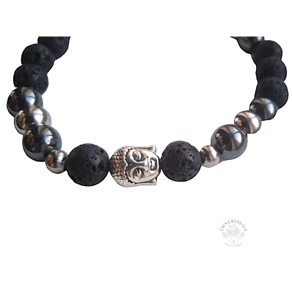 LÁVOVÝ KÁMEN A HEMATIT náramek Buddha
