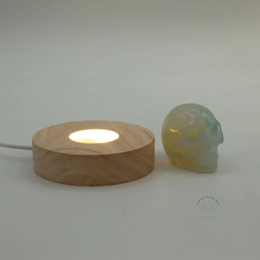 Kulatý Dřevěný USB LED Stojan 8cm- Studená / Teplá / Denní Světlo