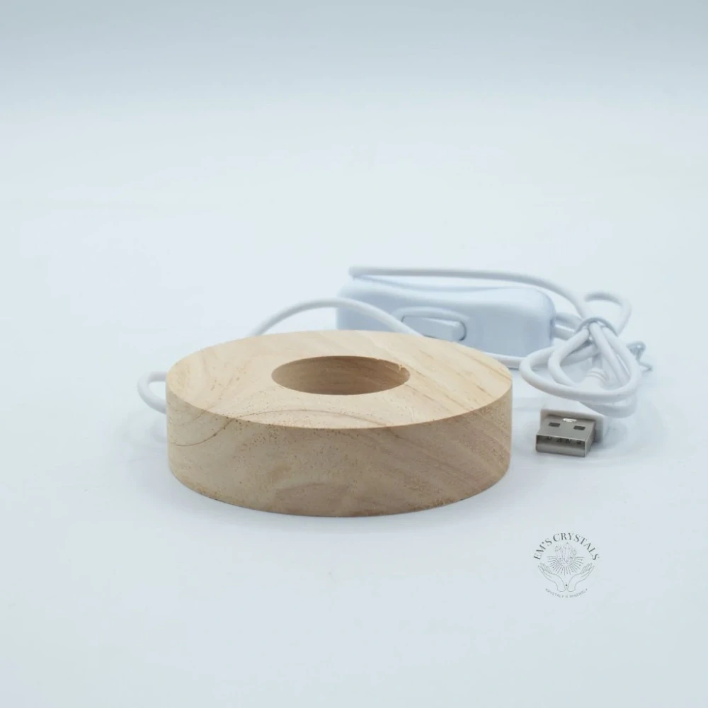 Kulatý Dřevěný USB LED Stojan 8cm- Studená / Teplá / Denní Světlo