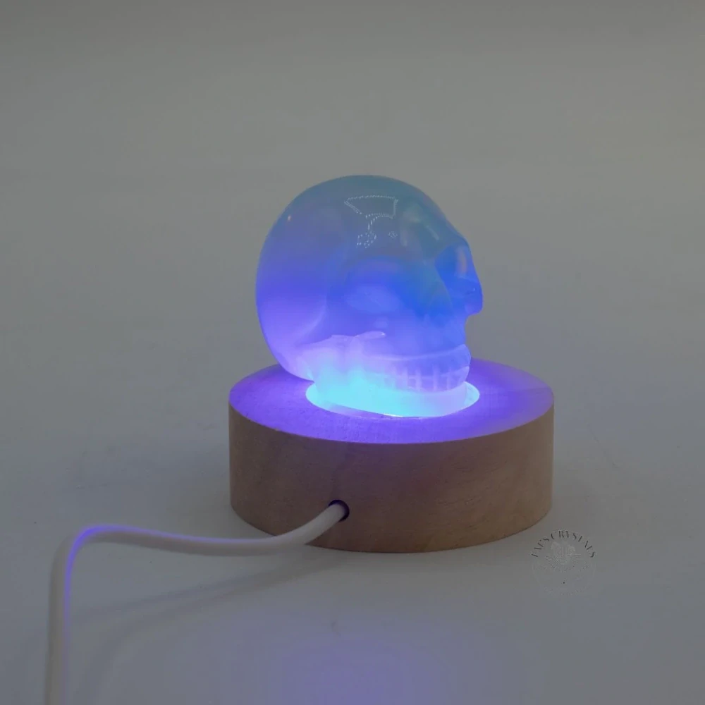 Kulatý Dřevěný USB LED Stojan 6cm - Více Barev