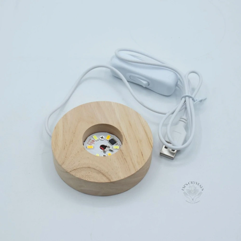 Kulatý Dřevěný USB LED Stojan 8cm- Studená / Teplá / Denní Světlo