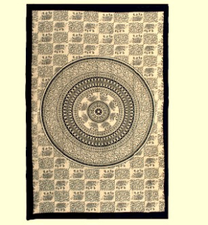 Bavlněné plátno, přehoz na postel - SLON-MANDALA